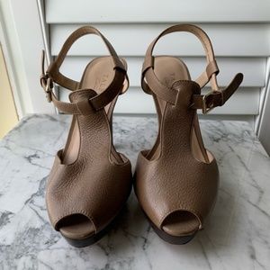 Taupe Platform Heels Talbots Genuine Leather